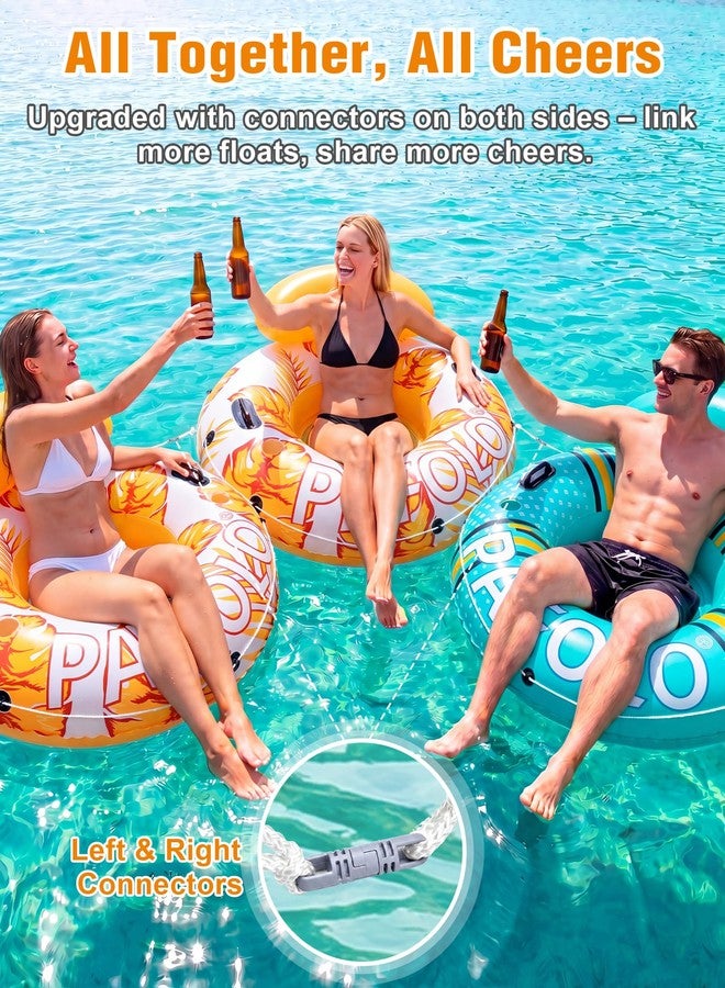 PAFOLO River Tubes for Floating Heavy Duty, 53" Inflatable Pool Floats Adult, Water Tube with Mesh Seat, Full Support Headrest, 2 Cup Holder, 450lb Capacity - Ideal for Pool, River, Lake Float Orange - Image 5