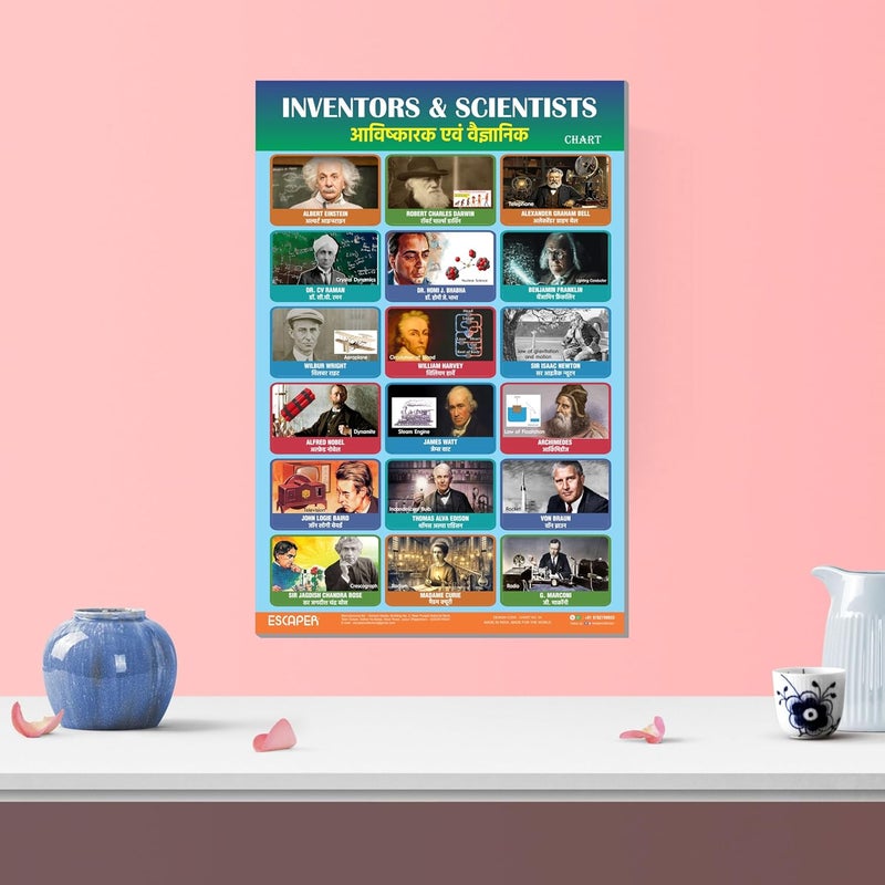 ESCAPER مخططات تعليمية للمخترعين والعلماء للأطفال، مخططات لتعلم الأطفال (11.5 × 17.5 بوصة)، مواد دراسية للأطفال، كتب تعليمية للأطفال، ملصقات تعليمية - Image 5