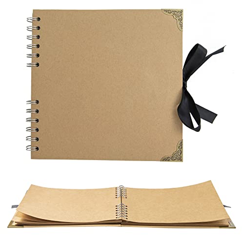 LOYAL BOOK Scrapbook (8 x 8 inch) Scrapbook Album 60 Pages Ideal for Your DIY Scrapbooking Albums Wedding and Anniversary Family Photo Album (brown) - Image 1