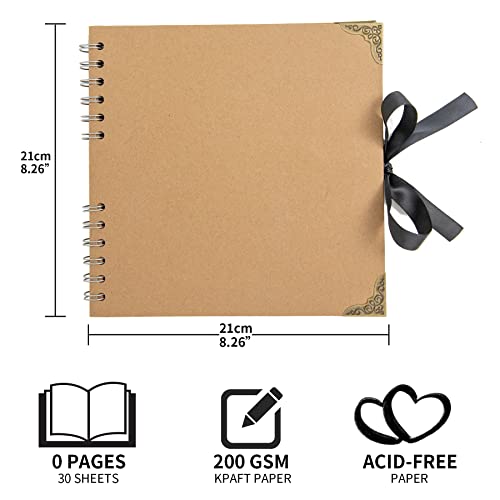 LOYAL BOOK Scrapbook (8 x 8 inch) Scrapbook Album 60 Pages Ideal for Your DIY Scrapbooking Albums Wedding and Anniversary Family Photo Album (brown) - Image 3