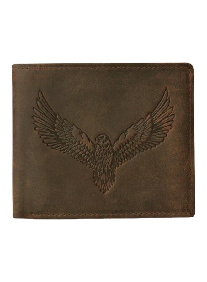 SAMTROH RFID Protected Leather Wallet for Men | Classic Style & Printed | Premium Leather Craftsmanship | 3 Card Slots, 2 Cash Compartments, 2 Secret Slots, Coin Pocket (Eagle, Brown) - Image 1