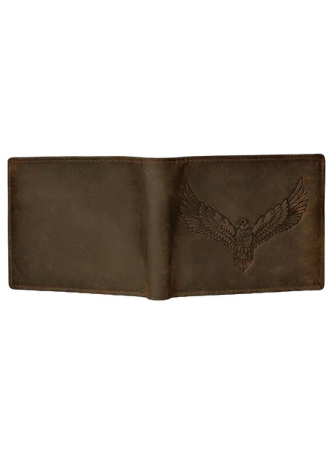 SAMTROH RFID Protected Leather Wallet for Men | Classic Style & Printed | Premium Leather Craftsmanship | 3 Card Slots, 2 Cash Compartments, 2 Secret Slots, Coin Pocket (Eagle, Brown) - Image 4