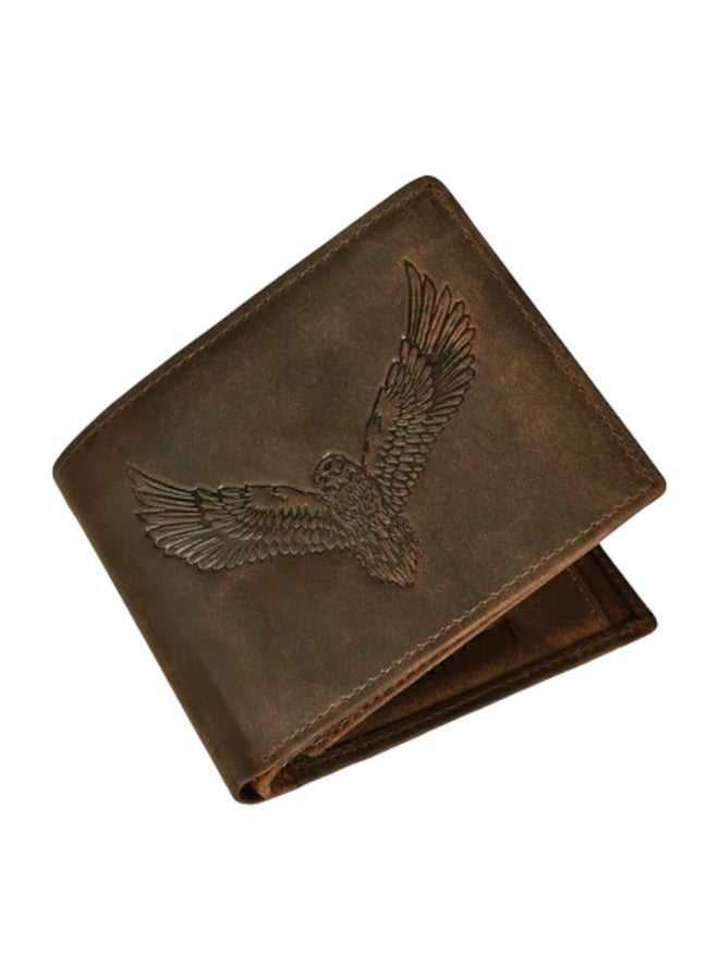 SAMTROH RFID Protected Leather Wallet for Men | Classic Style & Printed | Premium Leather Craftsmanship | 3 Card Slots, 2 Cash Compartments, 2 Secret Slots, Coin Pocket (Eagle, Brown) - Image 5