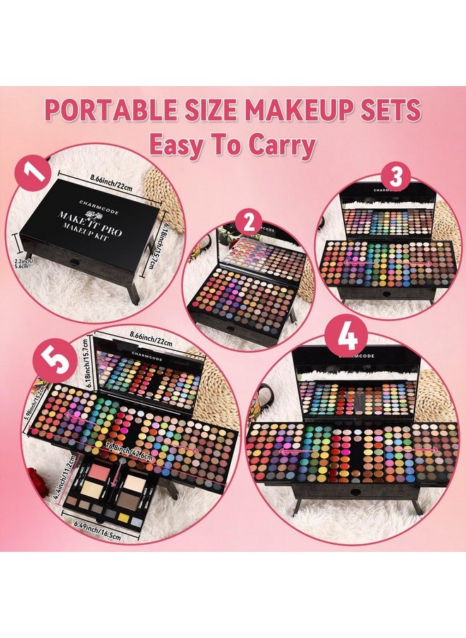 CHARMCODE CHARMCODE 190 Colors Cosmetic Make up Palette Set Kit Combination with Eyeshadow Facial Blusher Eyebrow Powder Face Concealer Powder Eyeliner Pencil A Mirror All-in-One Makeup Gift Sets For Women  - Image 3