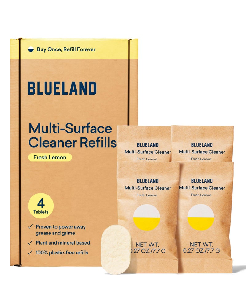 BLUELAND Multi-surface Cleaner, 4-Pack Refill, Fresh Lemon Scent, All-Purpose, Eco-Friendly Cleaning Supplies, 4 x 24 Fl oz - Image 1