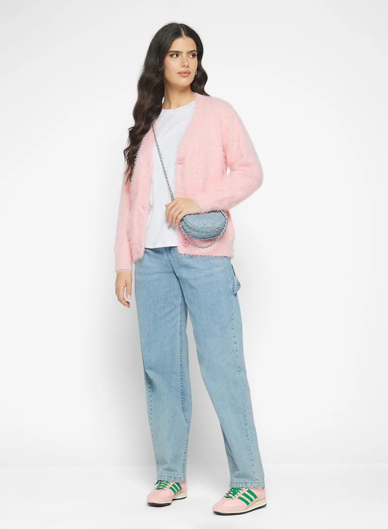 Ginger Cozy Fuzzy Button Up Cardigan