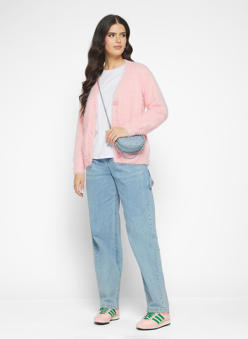 Ginger Cozy Fuzzy Button Up Cardigan - Image 4