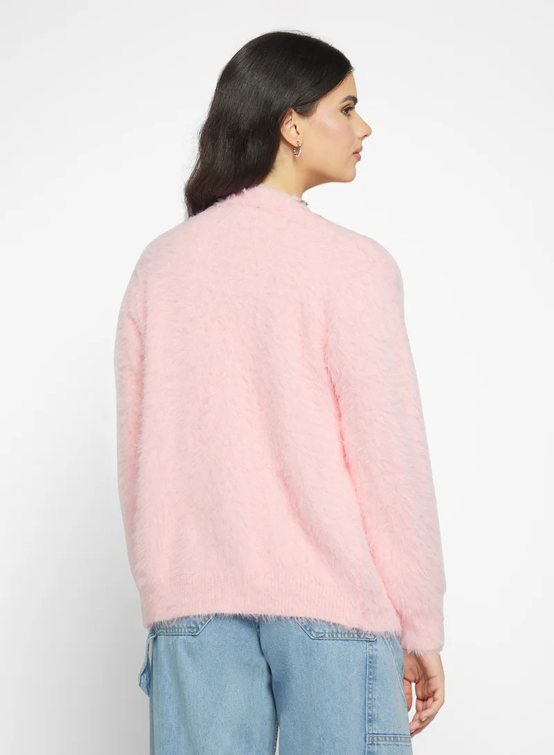 Ginger Cozy Fuzzy Button Up Cardigan