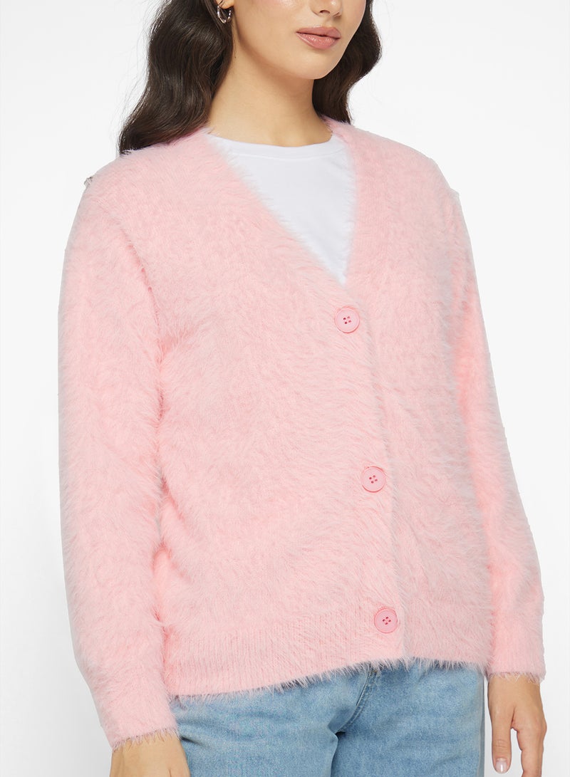 Ginger Cozy Fuzzy Button Up Cardigan - Image 3
