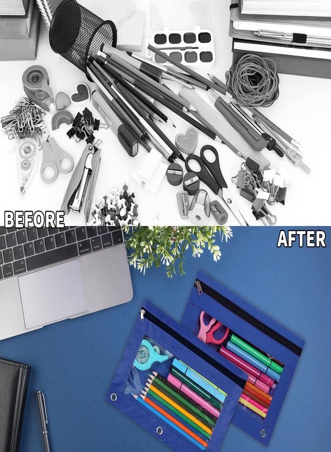 YoeeJob 60 Pack Zipper Pencil Pouch for 3 Ring Binder with Clear Window for School and Office Supplies (Blue) - Image 3