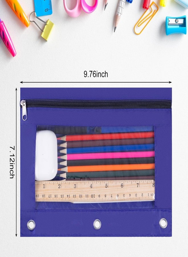 YoeeJob 60 Pack Zipper Pencil Pouch for 3 Ring Binder with Clear Window for School and Office Supplies (Blue) - Image 2