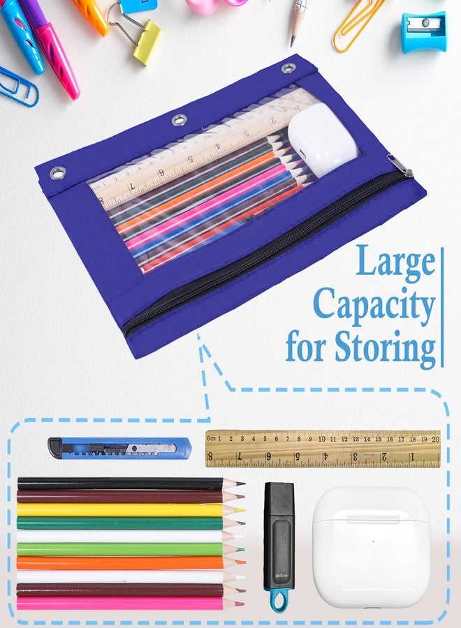 YoeeJob 60 Pack Zipper Pencil Pouch for 3 Ring Binder with Clear Window for School and Office Supplies (Blue) - Image 5