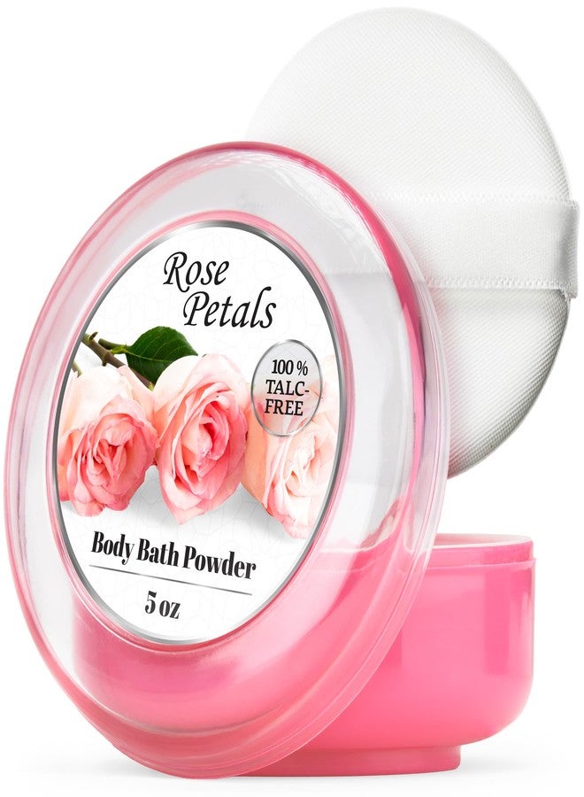 R-NEU Body Powder for Women with Powder Puff, 100% Talc-Free, Elegant Rose Petals Scented Dusting Powder, After Bath for Soft Skin, Extra Large, 1 Pack (5oz - Image 1