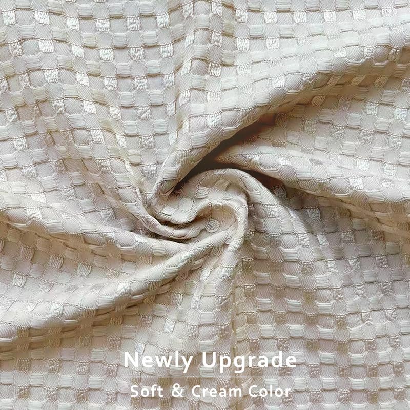 MIYE Pleated Waffle Weave Bed Skirt  Tailored Dust Ruffle 18 Inch Drop Easy Fit  Machine Washable (Cream  Full - 18"" Drop)