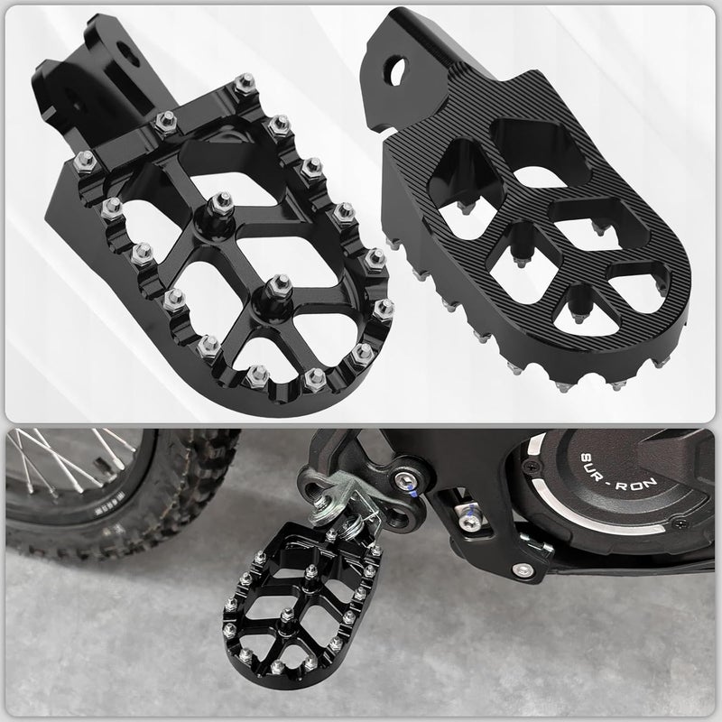 LKV CNC Dirt Bike Foot Pegs - Black Motorcycle Footpegs Compatible with Sur Ron, Segway, and More - Image 5