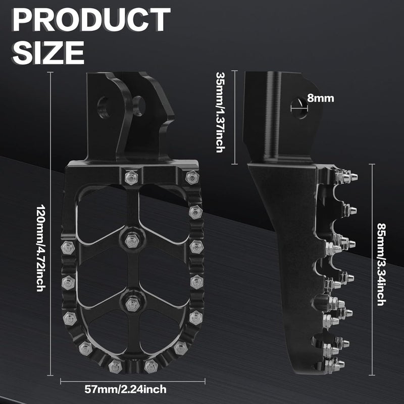LKV CNC Dirt Bike Foot Pegs - Black Motorcycle Footpegs Compatible with Sur Ron, Segway, and More - Image 4