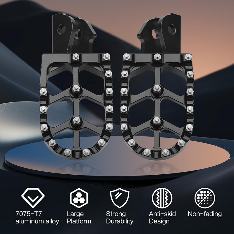 LKV CNC Dirt Bike Foot Pegs - Black Motorcycle Footpegs Compatible with Sur Ron, Segway, and More - Image 2