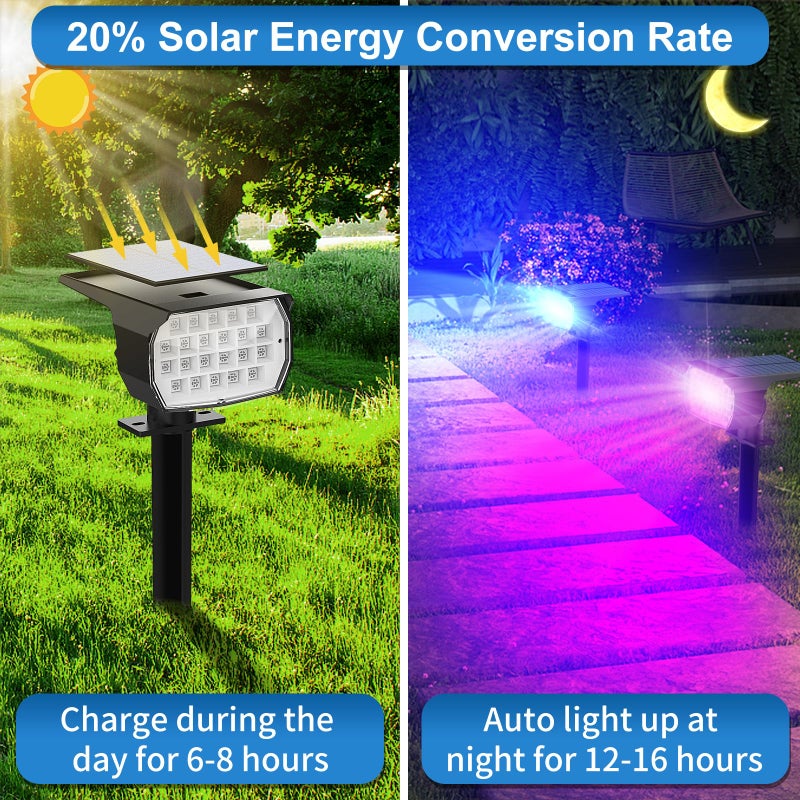 Tadyreal Solar Color Changing Spot Lights Outdoor Waterproof Colored RGB Solar Powered Landscape Lights for Yard 7 Lighting Modes Multicolor Solar Spotlights for Pathway Garden Outside (10 Pack) - Image 2