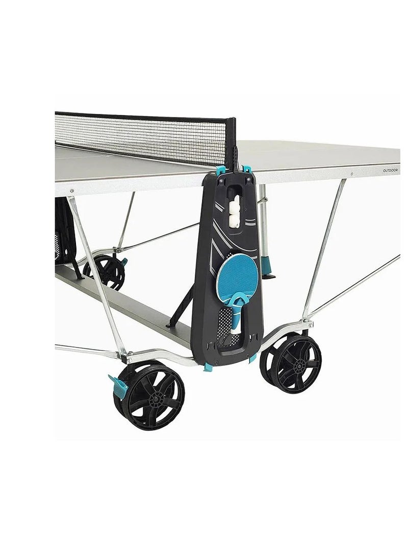 CORNILLEAU Cornilleau 200X Sport Outdoor Table Tennis Table Blue Color | 5mm Resin Laminate Surface, Anti-Glare SOFTMAT Finish, Fixed Tension-Adjustable Net, Adjustable Feet, Oversize Wheels, COMPACT TECHNOLOGY® Folding System, Corrosion-Resistant Frame - Image 4