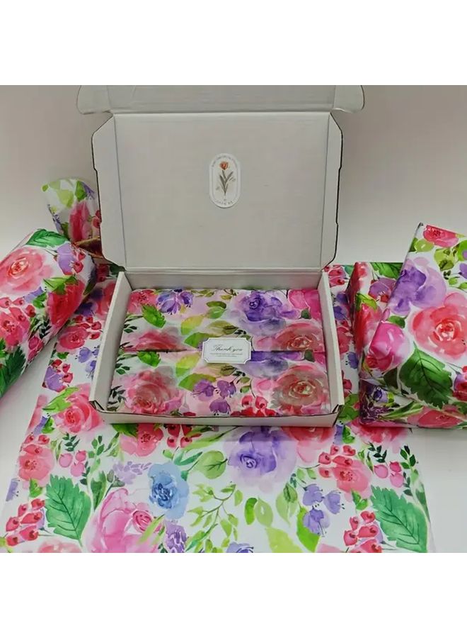 10 Sheets Thin Paper Floral Pattern Gift Wrapping 20x14 Inch for Wedding Christmas Birthday Bouquet Party - Image 1