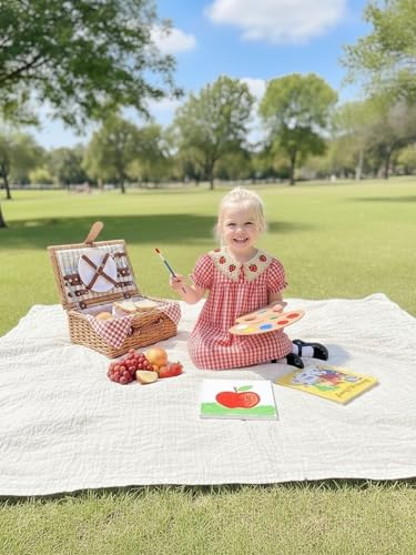 Yhnslsf 5t Dresses for Girls 4t Dress Smocked Ruffle Dress for Toddler Girl Red Strawberry Summer Essential 2 Piece Sets Plaid Printed Button Holiday Birthday Gifts Sundress with Cute Cross Bag - Image 3