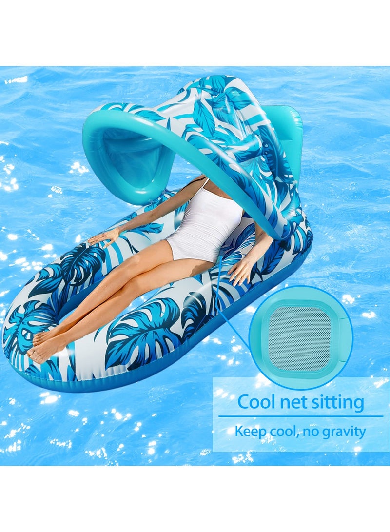 VUCATIN Pool Floats Adult Inflatable Swimming Pool Floats Lounger Chair with Canopy and Two Cup Holder Heavy Duty Pool Float Beach Pool Party Toys - Image 3