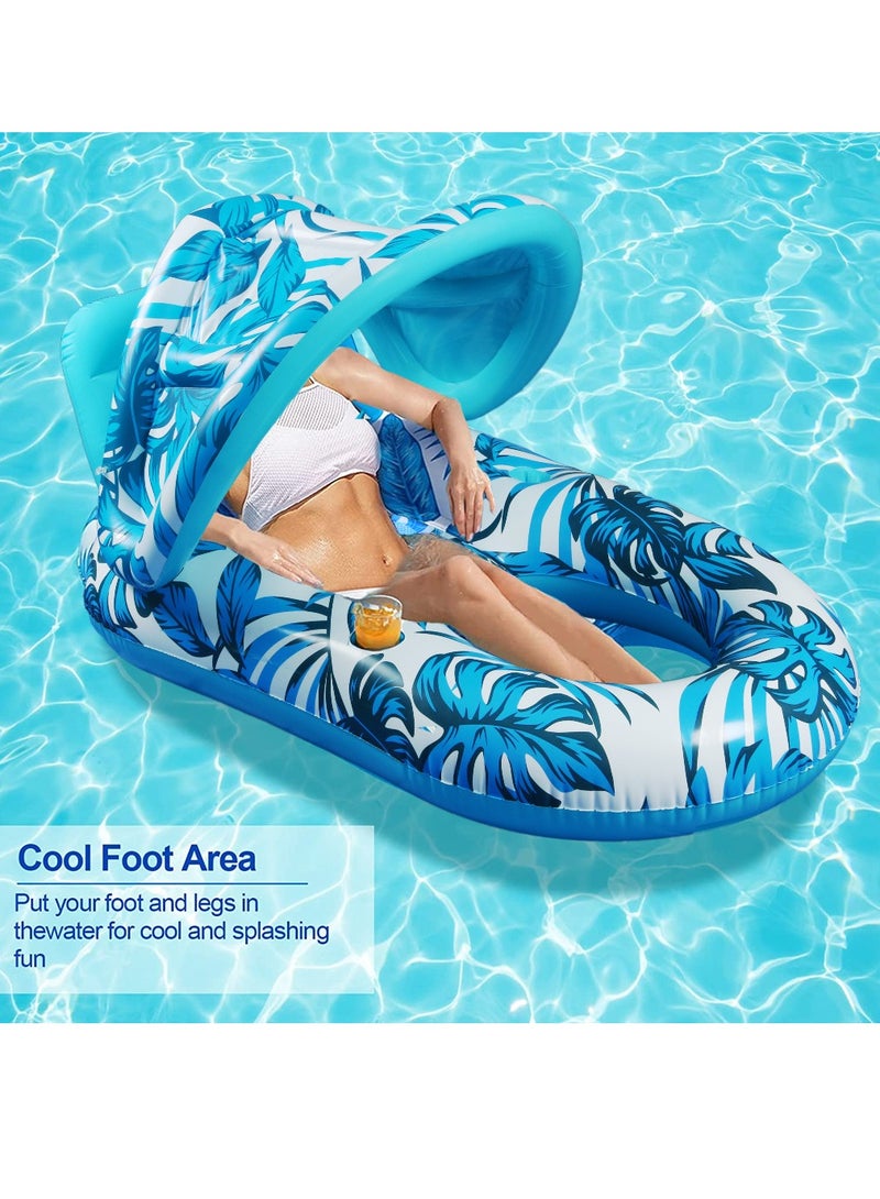 VUCATIN Pool Floats Adult Inflatable Swimming Pool Floats Lounger Chair with Canopy and Two Cup Holder Heavy Duty Pool Float Beach Pool Party Toys - Image 4