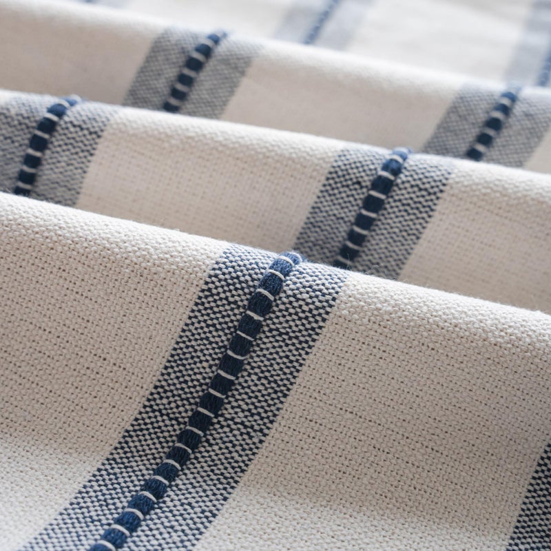 Cethom Boho Throw Pillow Covers 18x18 Set of 2, Navy Blue Striped Decorative Pillow Cases for Couch Chair Bed, Textured Farmhouse Modern Accent Cushion Covers for Living Room Bedroom Sofa Home Decor - Image 3