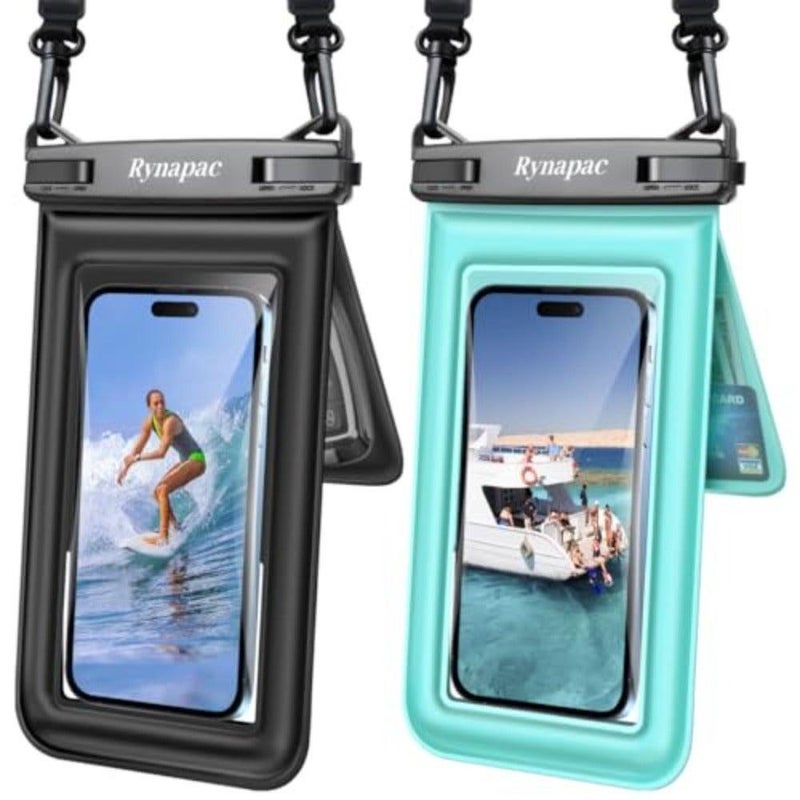 Floating Waterproof Phone Pouch [Up to 8.5''] - 2 Pack IPX8 Double Space Waterproof Phone Case with Adjustable Lanyard for iPhone 17 16 15 14 Pro Max, TouchScreen, Beach Cruise Essentials 2026 - Image 1