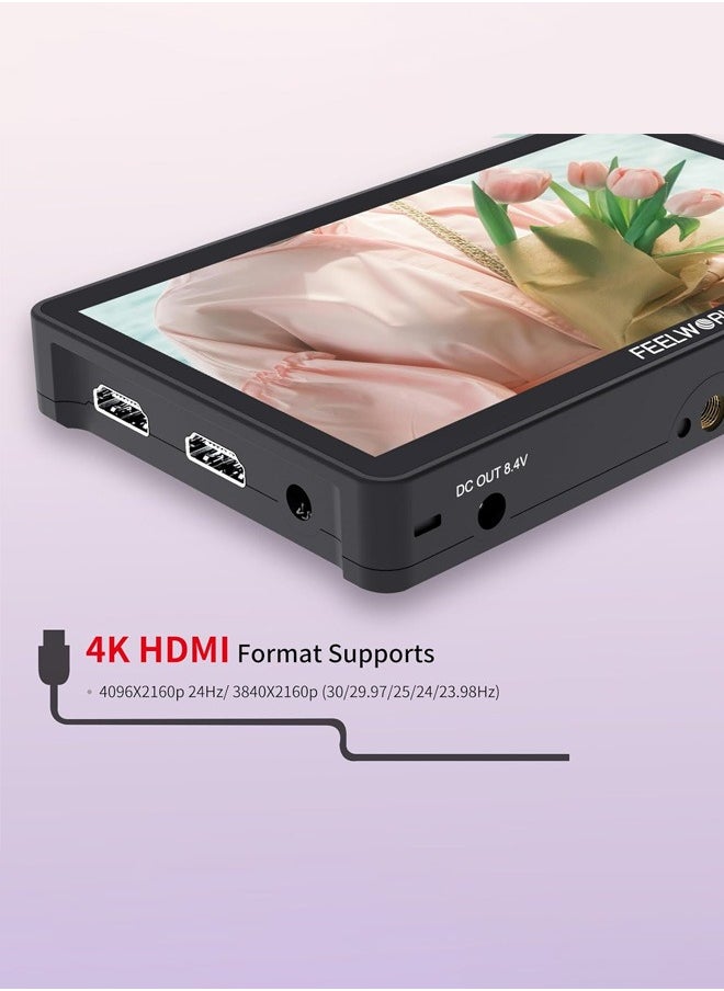 FEELWORLD F5 Pro V4 6 Inch Touch Screen DSLR Camera Field Monitor with 3D LUT F970 External Kit Install for Power Wireless Transmission IPS FHD1920x1080 4K HDMI Input Output 5V Type-c Input Tilt Arm