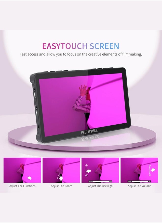 FEELWORLD F5 Pro V4 6 Inch Touch Screen DSLR Camera Field Monitor with 3D LUT F970 External Kit Install for Power Wireless Transmission IPS FHD1920x1080 4K HDMI Input Output 5V Type-c Input Tilt Arm