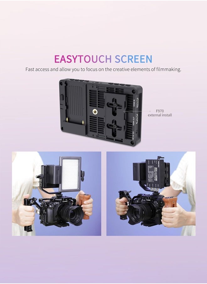 FEELWORLD F5 Pro V4 6 Inch Touch Screen DSLR Camera Field Monitor with 3D LUT F970 External Kit Install for Power Wireless Transmission IPS FHD1920x1080 4K HDMI Input Output 5V Type-c Input Tilt Arm