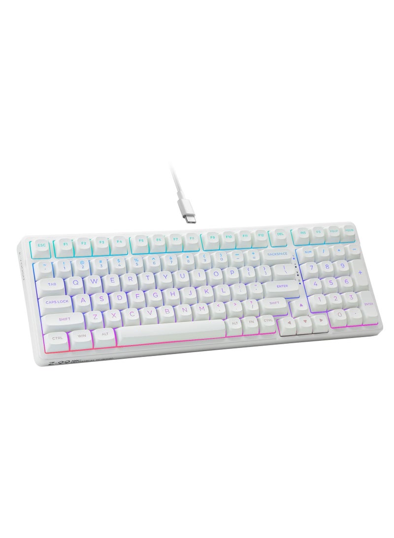 E-YOOSO 99 Keys Wired Mechanical Keyboard, Programmable, Silver Linear Switch, Gasket Structure with Sound Dampening Foam, RGB Backlit Gaming Keyboard for PC/Mac,White - Image 1