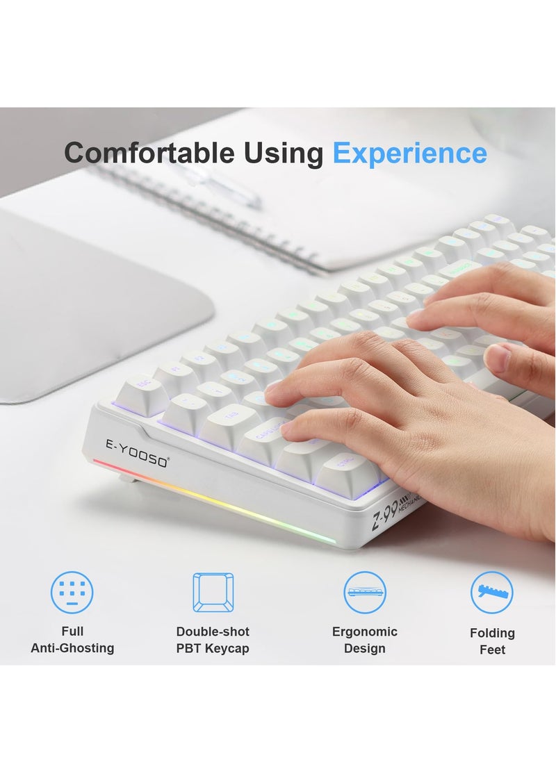E-YOOSO 99 Keys Wired Mechanical Keyboard, Programmable, Silver Linear Switch, Gasket Structure with Sound Dampening Foam, RGB Backlit Gaming Keyboard for PC/Mac,White - Image 3