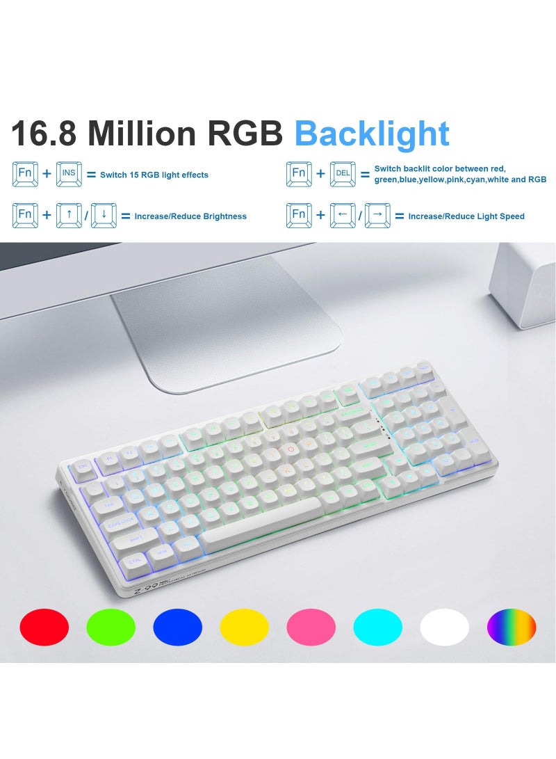 E-YOOSO 99 Keys Wired Mechanical Keyboard, Programmable, Silver Linear Switch, Gasket Structure with Sound Dampening Foam, RGB Backlit Gaming Keyboard for PC/Mac,White - Image 5