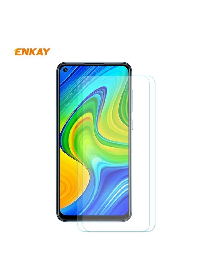 ENKAY Screen Protector For Redmi 10X 4G / Redmi Note 9 2 PCS ENKAY Hat-Prince 0.26mm 9H 2.5D Curved Edge Tempered Glass Film 