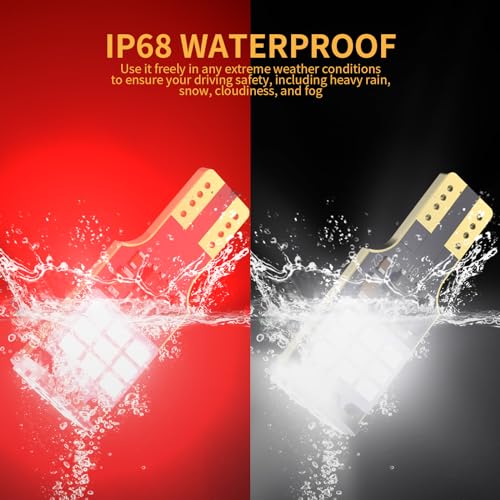 MIFMIA 912 921 LED Bulbs for Cargo Light High Mount Stop 3rd Brake Light Combo White/Red, High Power 27-SMD Chipsets 400% Brighter T15 906 904 W16W (Upgraded, Pack of 4) - Image 3