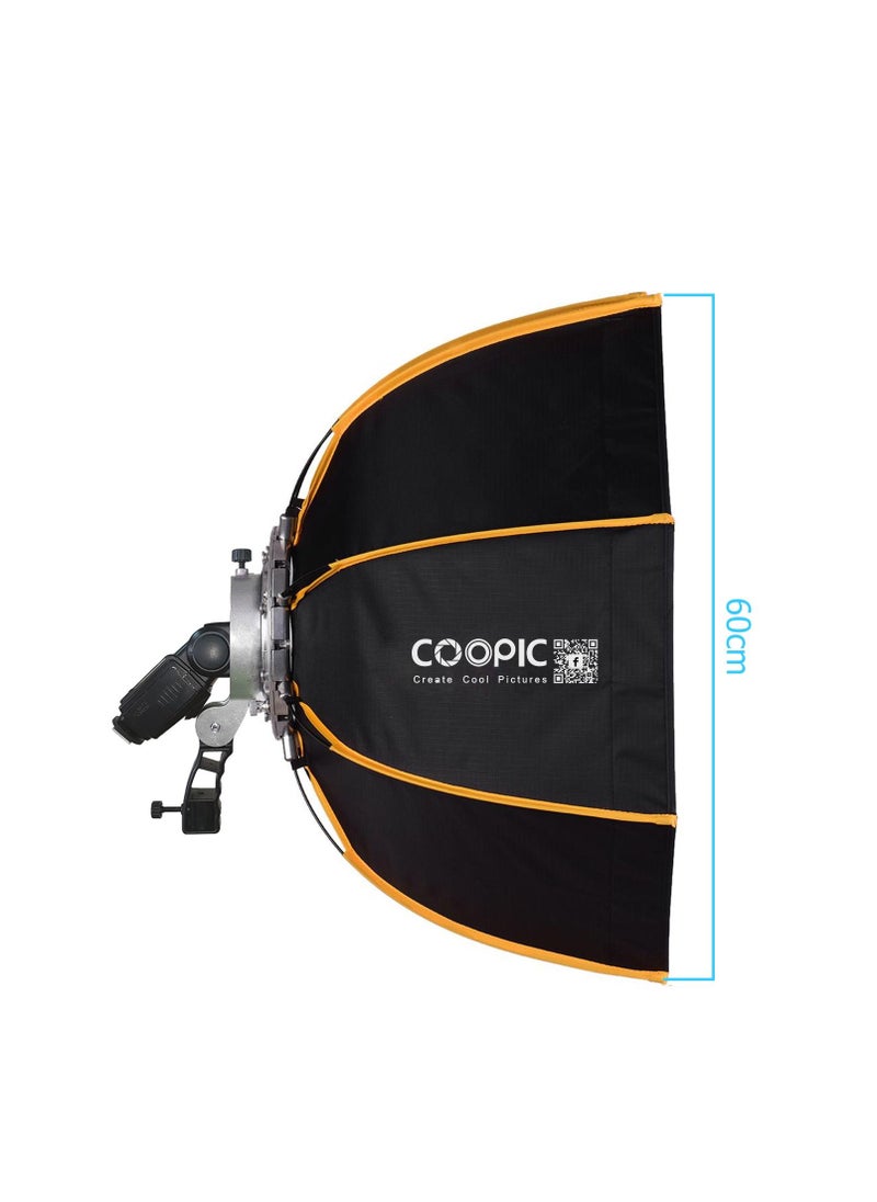 Coopic - COOPIC CS-60H Lightweight Deep Soft Box with S2 Metal Type Bracket, 2 x Diffuser Sheets, 1 x Honeycomb and 1 x Carrying Case Compatible with All Flash Speedlights - Image 1