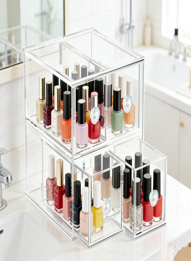 HESIN Clear Acrylic Makeup Organizer with 4 Drawer Trays, Cosmetic Storage for Bedroom, Bathroom, Countertop, Dresser (Medium, 4) - Image 3