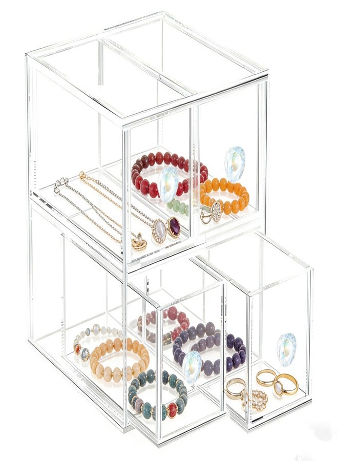 HESIN Clear Acrylic Makeup Organizer with 4 Drawer Trays, Cosmetic Storage for Bedroom, Bathroom, Countertop, Dresser (Medium, 4) - Image 1