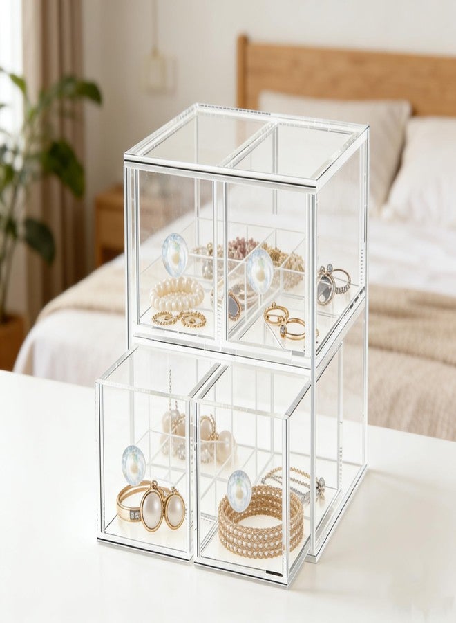 HESIN Clear Acrylic Makeup Organizer with 4 Drawer Trays, Cosmetic Storage for Bedroom, Bathroom, Countertop, Dresser (Medium, 4) - Image 2