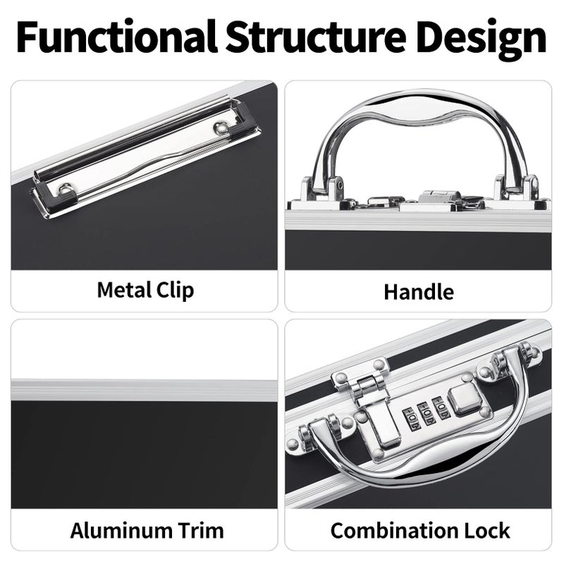 Sooez Combination Lock Clipboard with Storage, Heavy Duty Metal Storage Clipboard, Aluminum Locking Case Box with Handle - Holds Letter Size Paper, Organizer 12.6 x 9.6 inch - Image 5