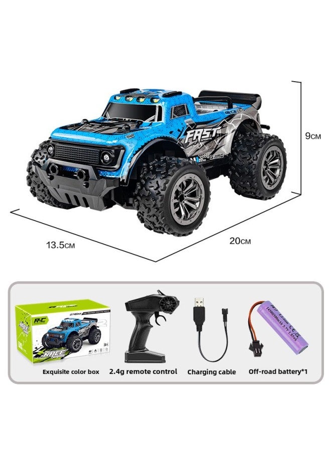 Rc Professional Remote Control Car Off-road High-speed Drift Climbing Anti-collision Remote Control Car Boy Children's Toy Charging Racing-Color:Blue With Light 】-Proportion:Three Lithium Batteries 】