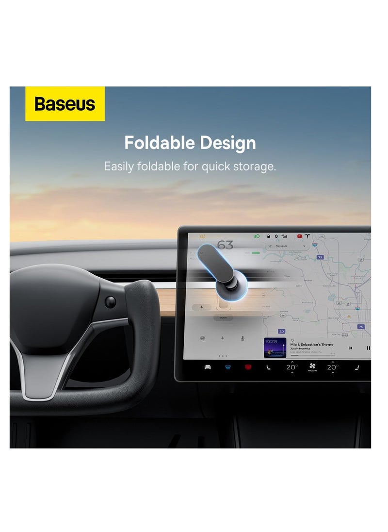 Generic - Baseus T-Space Series Folding Magnetic Car Phone Holder for Tesla Car Screen, Dashboard & Center Console, 360° Rotation Car Phone Mount for iPhone 16... - Image 1