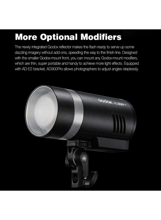 Godox AD300Pro AD300 Pro Strobe Light, 300W 2.4G TTL Flash Strobe Monolight, 1/8000 HSS, 0.01-1.8S Recycle Time, 300 Full Power Pops, 5600±100K, 12W Brightness Adjustable Bi-Color Modeling Led - Image 4
