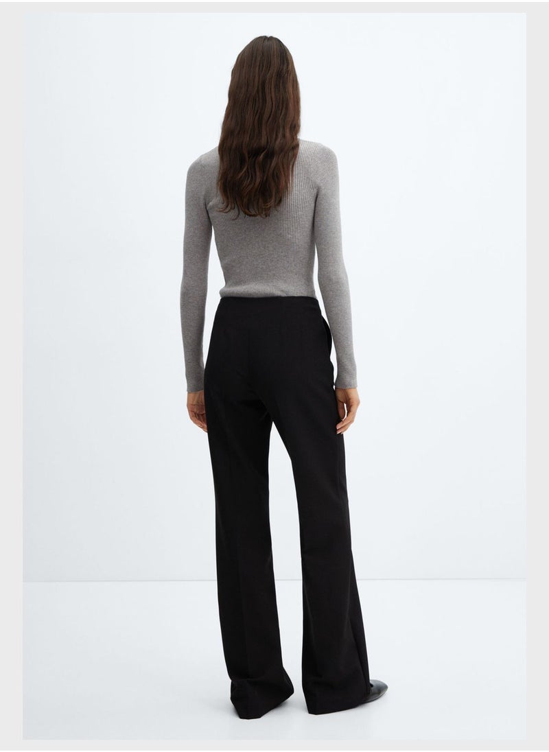 MANGO - High Neck Ribbed Sweater - Image 1