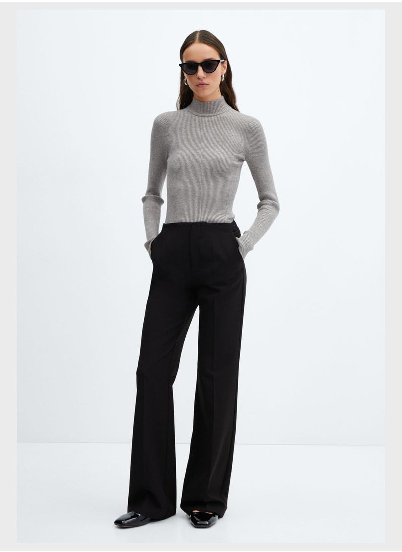 MANGO - High Neck Ribbed Sweater - Image 1