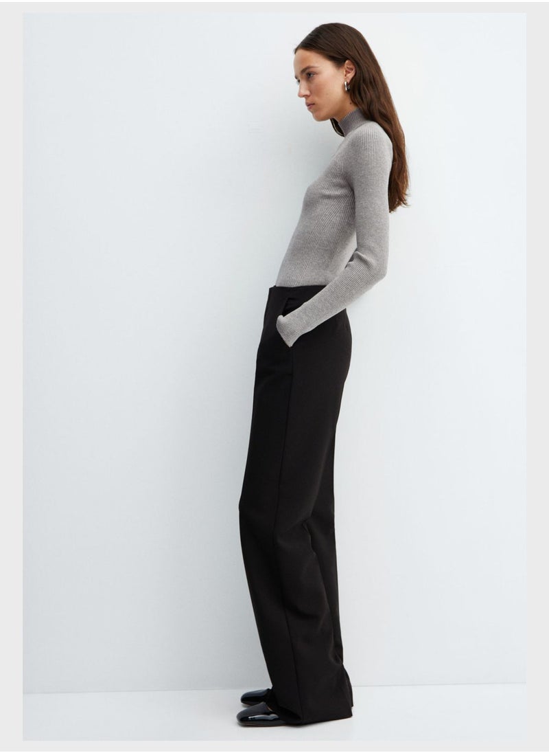 MANGO - High Neck Ribbed Sweater - Image 1