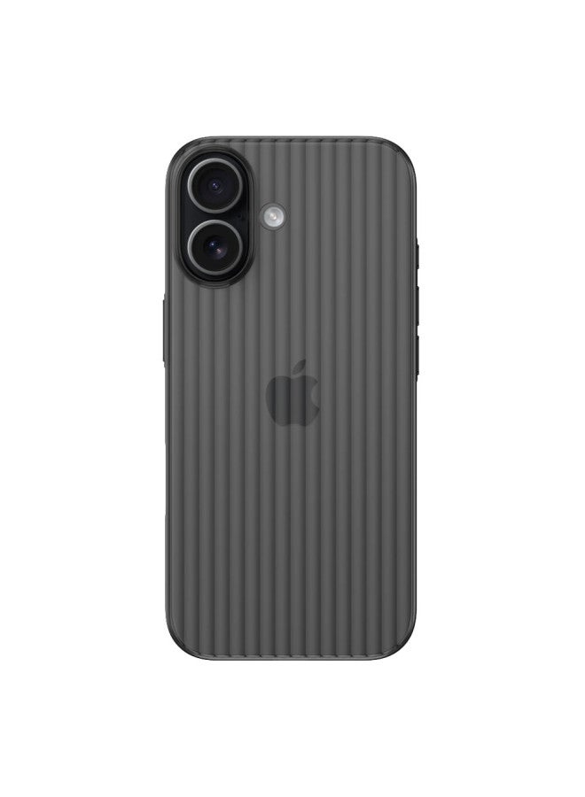 Kmaxai Iphone 17 Case, Ultra-thin Frosted Pp Shell, Full Lens Protection, Anti-slip, Anti-fingerprint, Semi-transparent Simple Outer Shell, Corrugated Pattern - Transparent Black