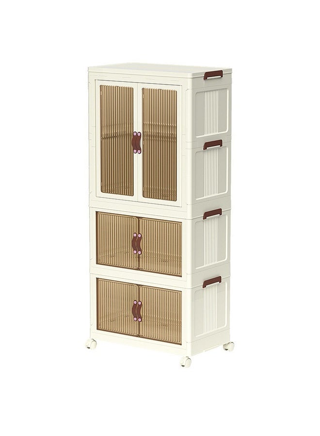 ATM Multi-Layer Plastic Storage Cabinet with Doors and Wheels – 55x32x125 CM - Image 1